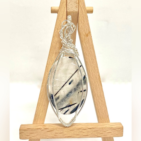 HANDMADE Statement Pendant Black Rutile Quartz Hand Wrapped,Jewelry Gift for Her - Picture 8 of 10